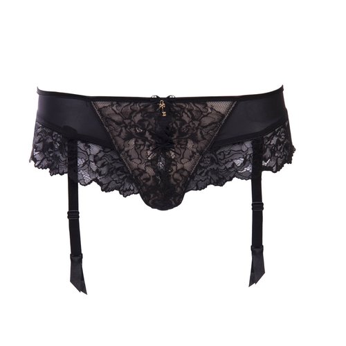 Escora berwltigender String Ouvert mit abnehmbaren Strapsen Schwarz XXS (34)